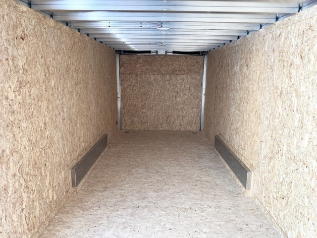 Enbeck 7.5x20 with a 3' V nose Enclosed Aluminum Ramp Door Trailer